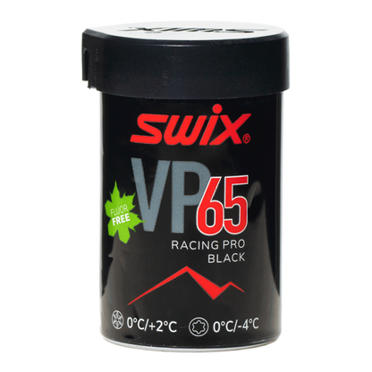 A product picture of the Swix VP65 Red-Black Kick Wax (0C/-4C) | 45g