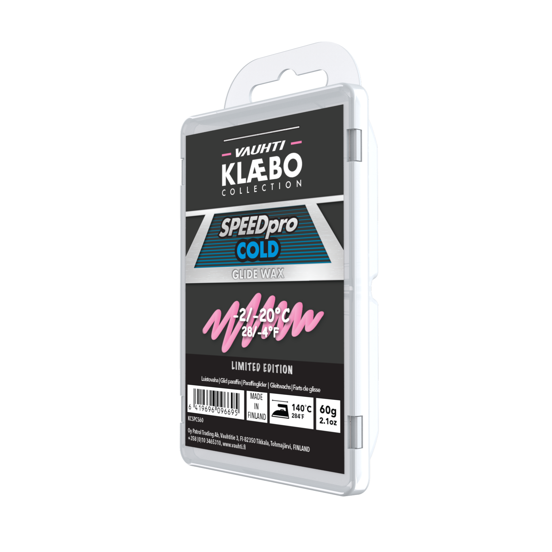 A product picture of the Vauhti Klaebo SpeedPro Cold Melt Wax (-2C/-20C) | 60g