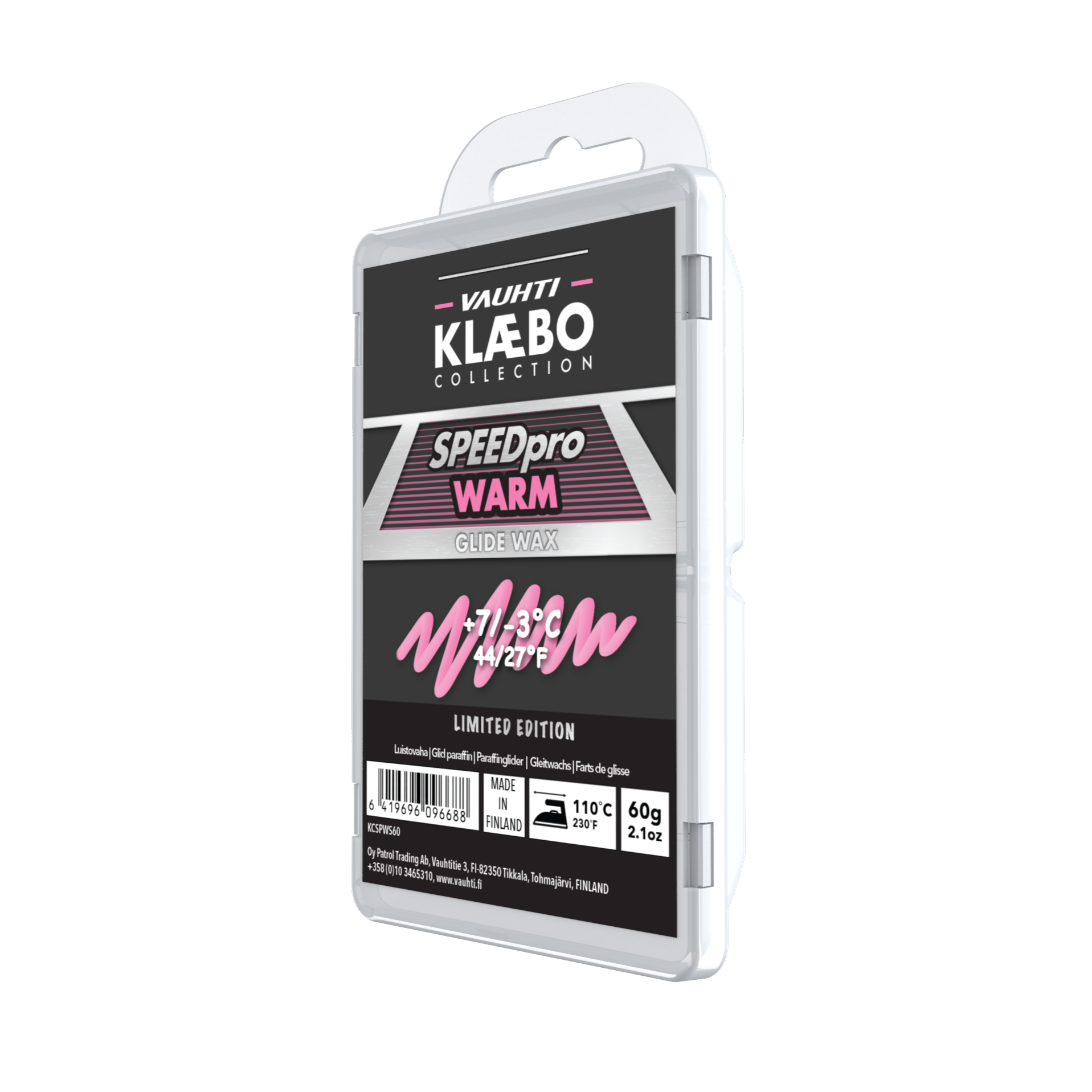 A product picture of the Vauhti Klaebo SpeedPro Warm Melt Wax (7C/-3C) | 60g