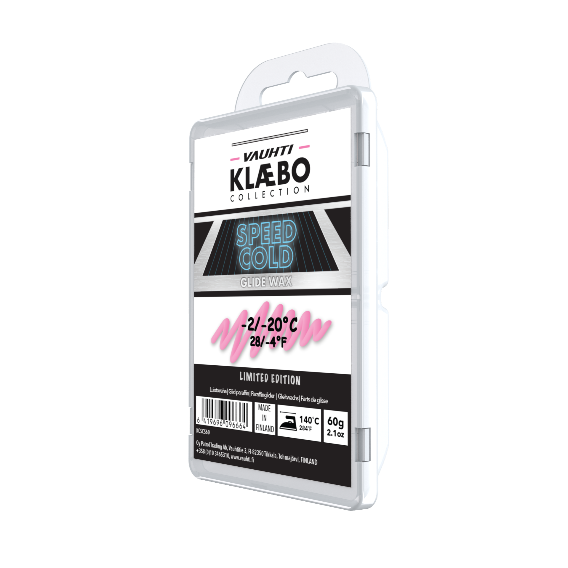A product picture of the Vauhti Klaebo Speed Cold Melt Wax (-2C/-20C) | 60g