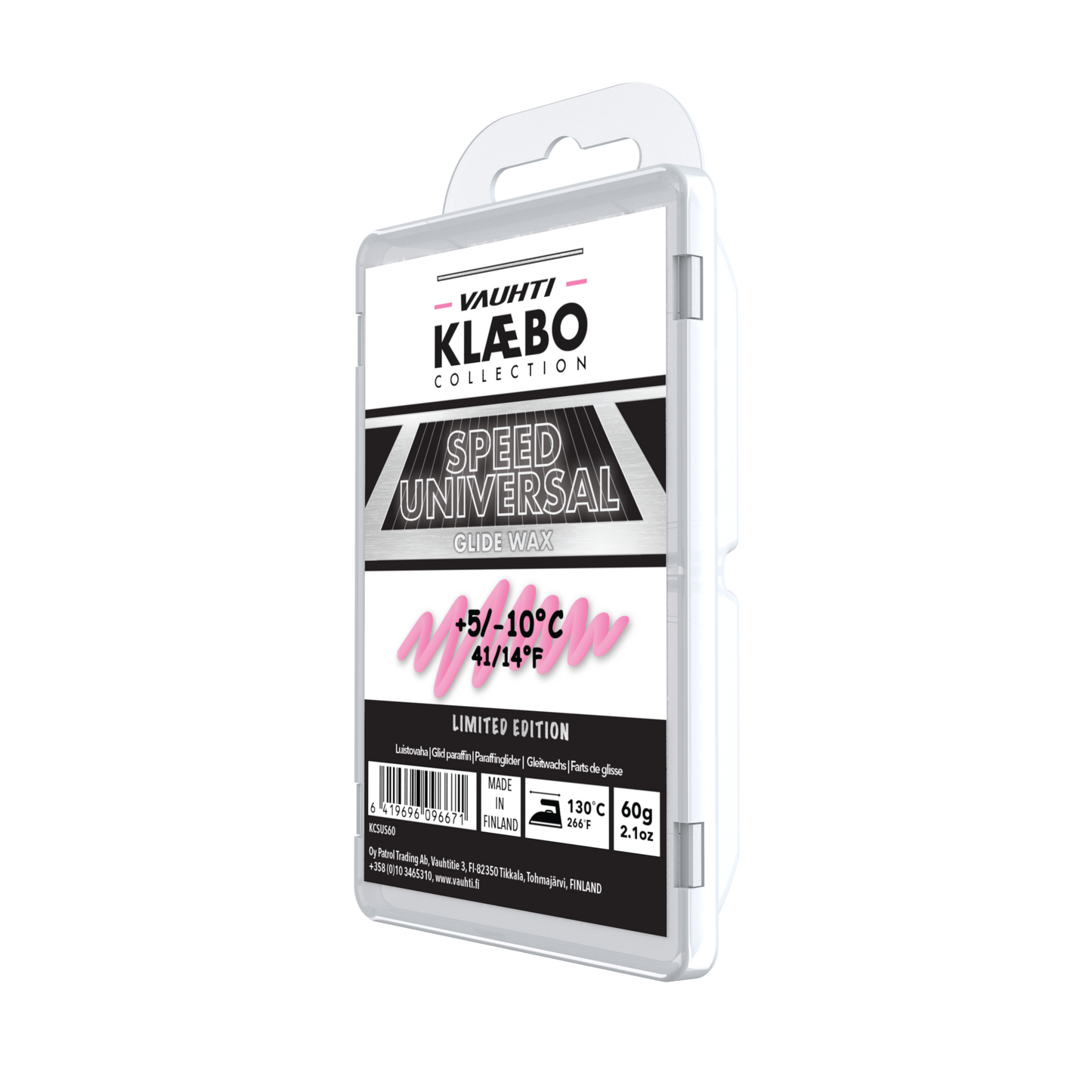 A product picture of the Vauhti Klaebo Speed Universal Melt Wax (5C/-10C) | 60g