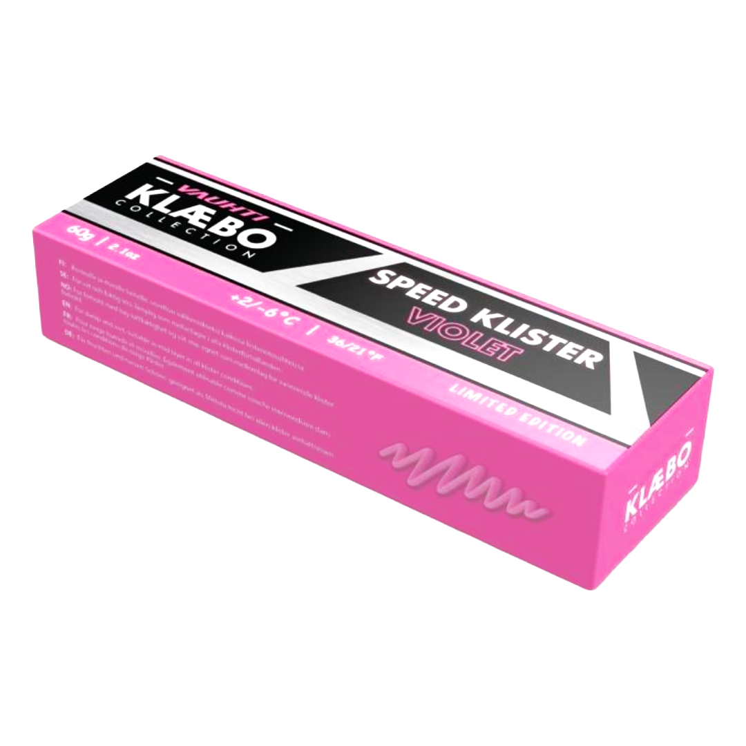 A product picture of the Vauhti Klaebo Speed Pink/Violet Klister (2C/-6C) | 60g