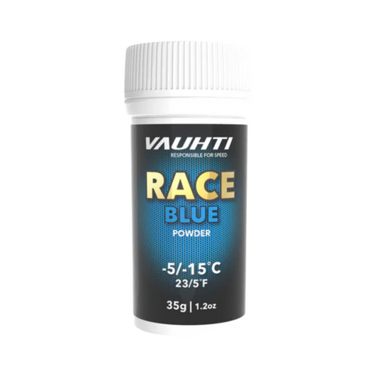 A product picture of the Vauhti RACE BLUE Powder Glide Wax (-5C/-15C) | 35g