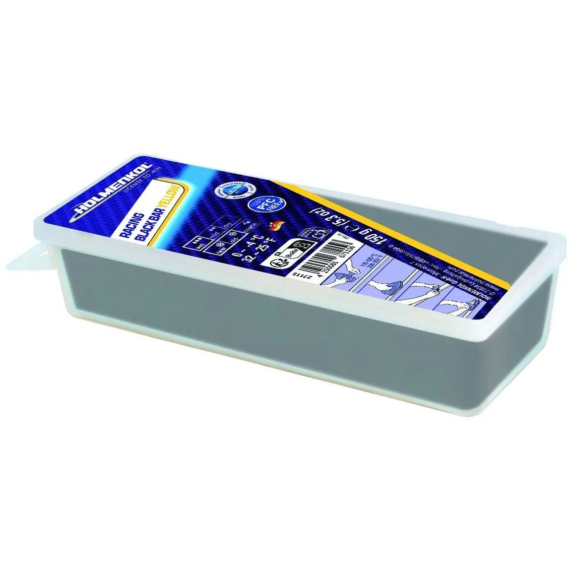 A product picture of the Holmenkol Racing Black Bar Yellow (0C/-4C) | 150g
