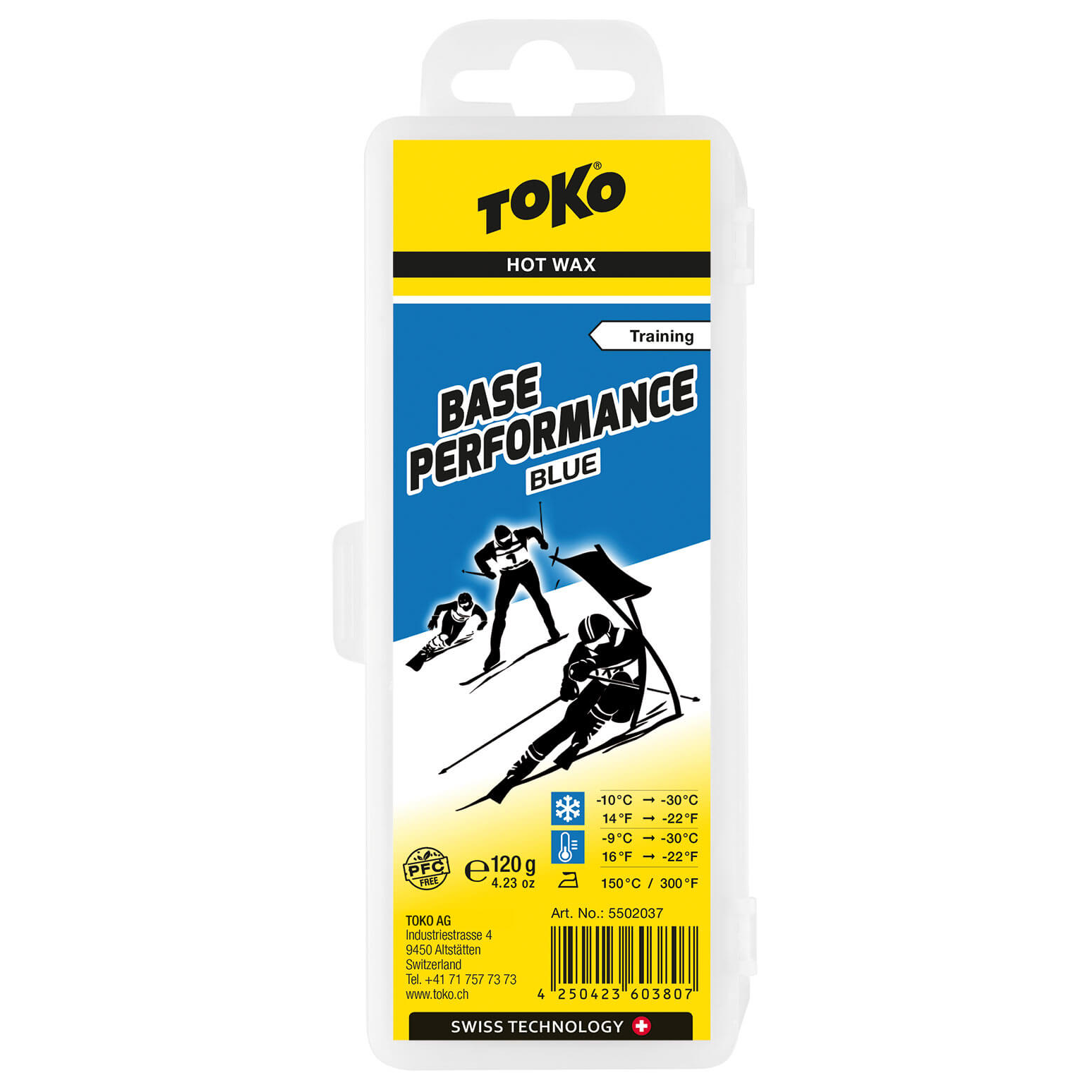 A product picture of the Toko Base Performance Blue Paraffin Melt Wax