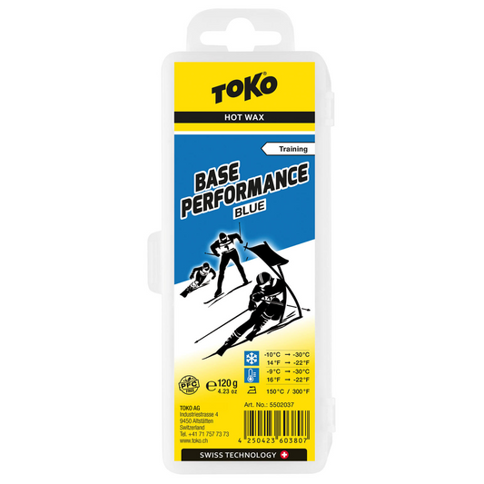 A product picture of the Toko Base Performance Blue Paraffin Melt Wax
