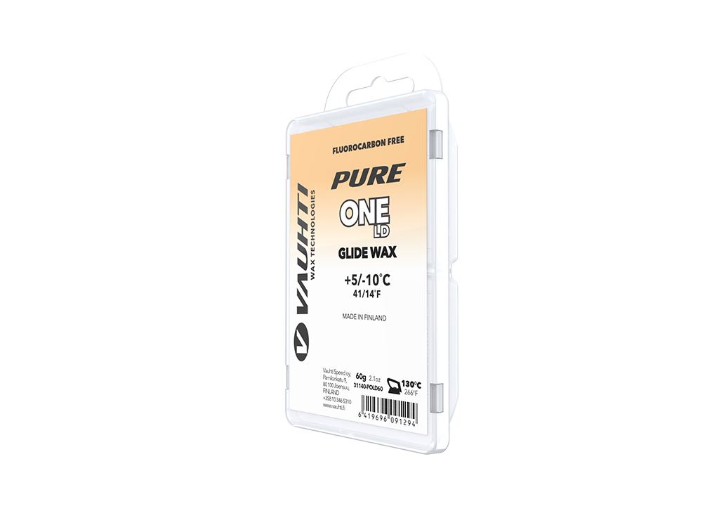 From the Vauhti Fluoro-free PURE line. PURE-LINE ONE LD PARAFFIN An entry-level fluoro-free paraffin for changing conditions. 
