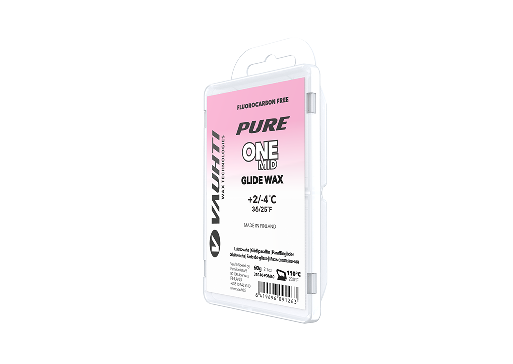 From the Vauhti Fluoro-free PURE line. PURE-LINE ONE MID PARAFFIN An entry-level fluoro-free paraffin for med conditions. 