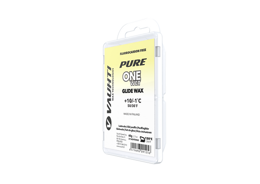 From the Vauhti Fluoro-free PURE line. PURE-LINE ONE WET PARAFFIN An entry-level fluoro-free paraffin for warm conditions. 