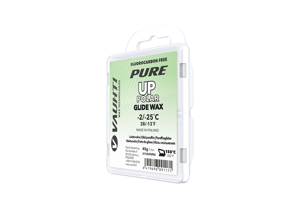 From the Vauhti Fluoro-free PURE line. PURE-LINE UP POLAR PARAFFIN A performance fluoro-free paraffin for very cold conditions. 