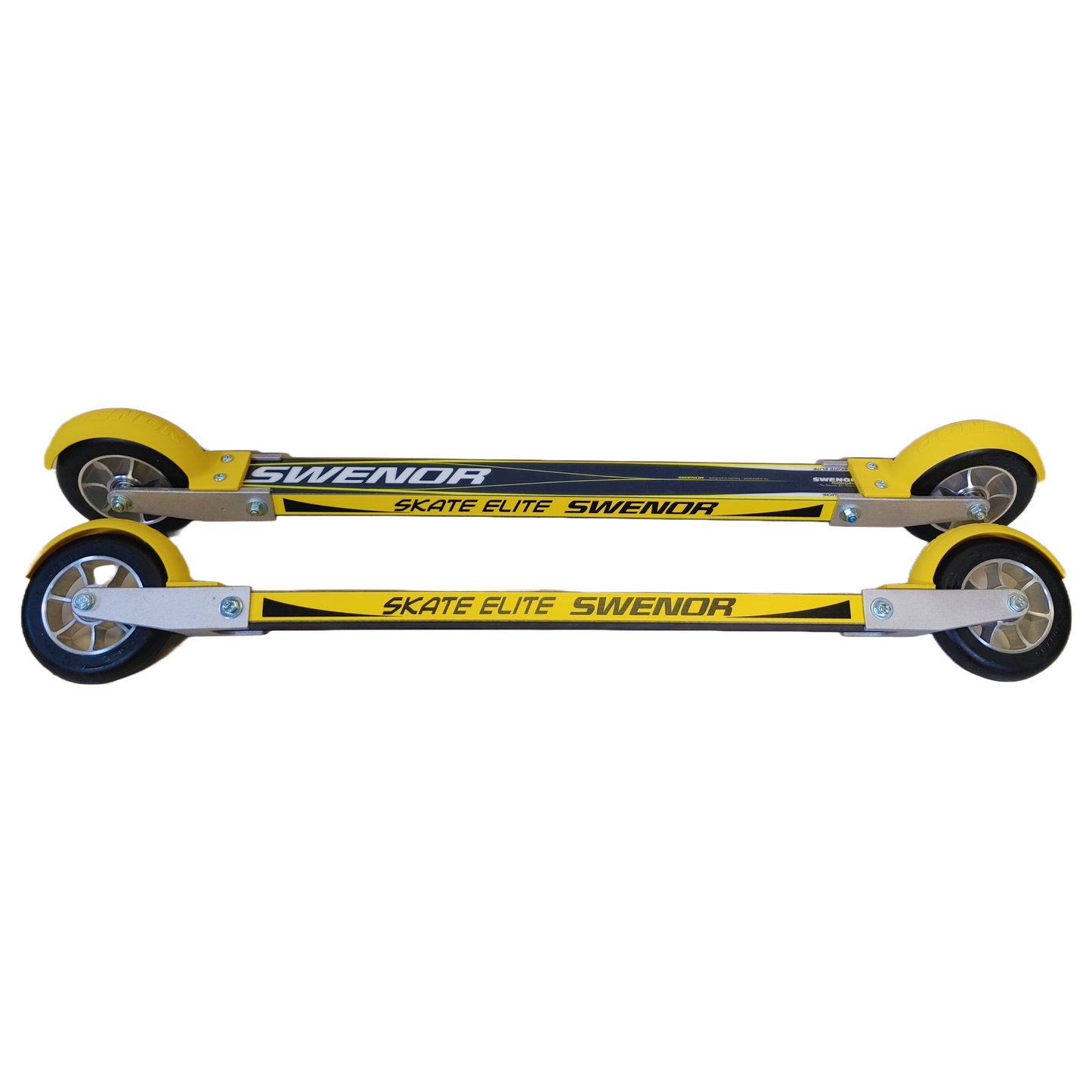 A fibreglass and wood construction skate rollerski.