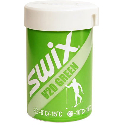 A product picture of the Swix V20 Green Kick Wax (-10C/-18C) | 45g