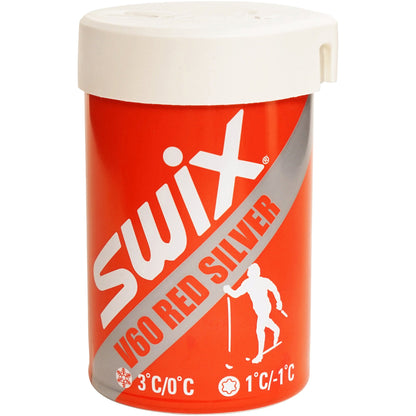 A product picture of the Swix V60 Red-Silver Kick Wax (1C/-1C) | 45g