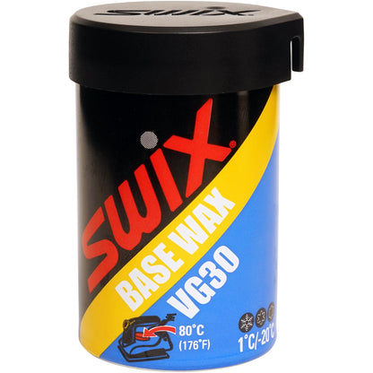A product picture of the Swix VG30 Blue Base Binder Kick Wax (1C/-20C) | 45g